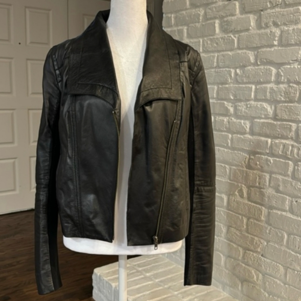 Caslon Black Leather Moto Jacket